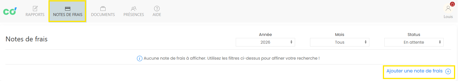 Création note de frais