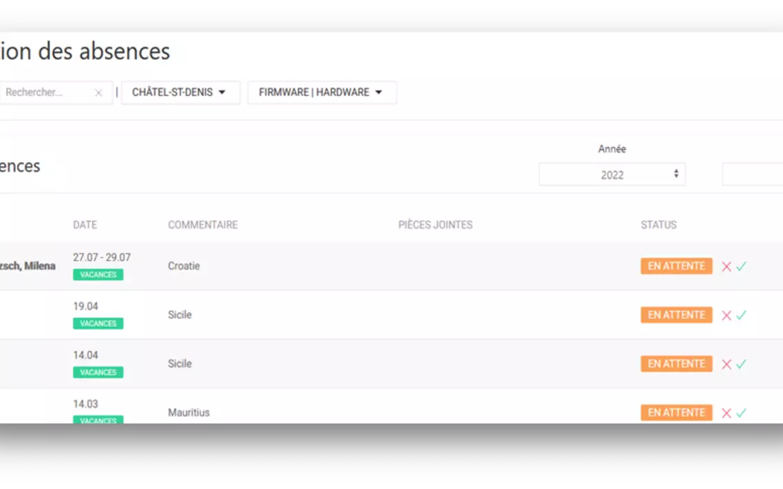 Gestion des absences
